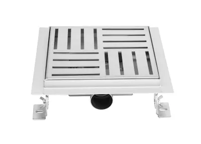 Immagine prodotto di Bc-elec - Q05-15 Canalina per doccia in acciaio inox, quadrata, 15 cm, scarico doccia, regolabile in altezza 63-83 mm