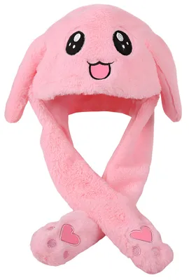 Immagine prodotto di Cappello di peluche con orecchie mobili - Coniglio rosa