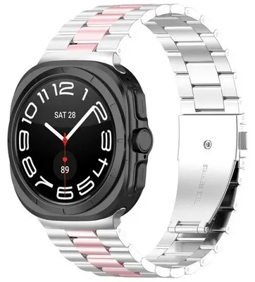 Produktbild von By Qubix Edelstahl-Gliederarmband - Silber mit Roségold - passend für Samsung Galaxy Watch 9 - 40 mm / 44 mm