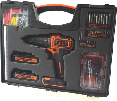 Produktbild von Black & Decker Akku-Schlagbohrmaschinen-Set, 18 Volt, 163 teilig