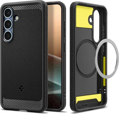 Imagen del producto de Spigen Rugged Armor, funda, para Samsung, Galaxy S25, 15,8 cm (6,2"), color negro
