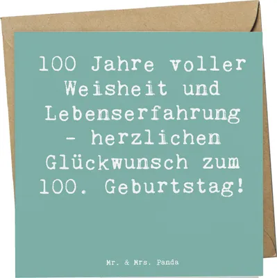 Produktbild von Mr. & Mrs. Panda Glückwunschkarte Spruch 100. Geburtstag - Meeresbrise - Geschenk, faltkarte, Klappkarte, Happy Birthday, anlasskarte, doppelkarte, einzigartig, Grußkarte