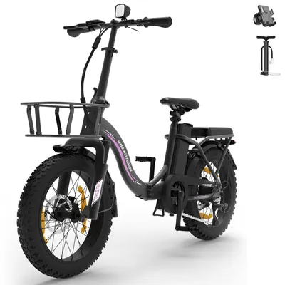 Produktbild von Runetic Ebike, Foldable e-bikes, 250W Motor, 36V 13Ah , 80 km , 25 km/h, 20" x 3,0" - Schwarz