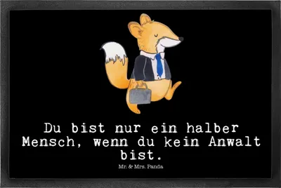 Produktbild von Mr. & Mrs. Panda Fußabstreifer Anwalt Herz 50 x 75 cm - Schwarz - Geschenk, Jurastudium, Anwaltskanzlei, fußmatte, Schmutzfangmatte, Witzig, Schmutzfänger, Beruf, Spruch