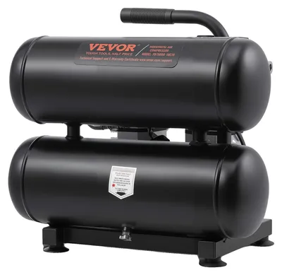 Image de Compresseur d'air VEVOR, réservoir en acier de 4,6 gallons, 1 CV 2,0 CFM@90 PSI compresseur d'air sans huile et pression max. 120 PSI, 80 dB compresseur portable ultra silencieux, pour la réparation automobile, le gonflage des pneus,