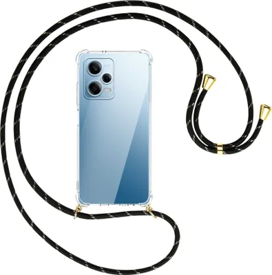 Produktbild von Handykette Backcover-Schutzhülle mit Band (Metall goldfarben) für Xiaomi Redmi Note 12 Pro (6.67'') - schwarz/gold
