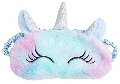Productafbeelding van Zachte, pluchen eenhoorn-slaapmasker, blauw