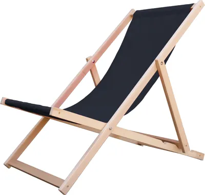 Produktbild von Liegestuhl Strandliege Sonnenliege Gartenliege Holz Liege Holzstrandliege 120kg Graphit