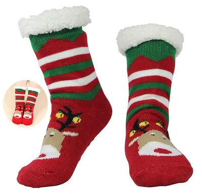 Produktbild von Weihnachtssocken – Einheitsgröße – Damen-Haussocken – Flauschsocken – Lustige Socken – Anti-Rutsch-Socken – Warme Socken – Wintersocken – Socken