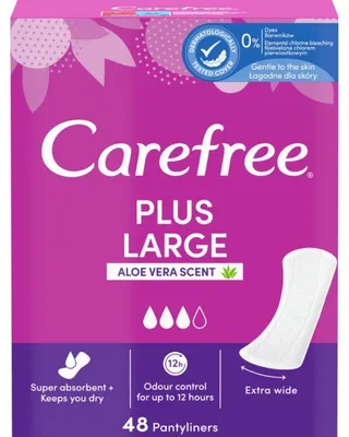 Obrázok produktu pre Carefree Plus Large Aloe, Wkładki higieniczne, 48 sztuk