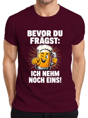 Productafbeelding van Voordat je het vraagt, ik neem nog een biertje. Party Statement, ironisch heren T-shirt, bordeauxrood, maat S