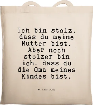 Produktbild von Mr. & Mrs. Panda Tote Bag Ich bin stolz, dass... - Transparent - Geschenk, Uni Tasche, Mama, Stoffbeutel, Oma Spruch, Laptoptasche, Geburt, Sprüche, schöner, Jutebeutel