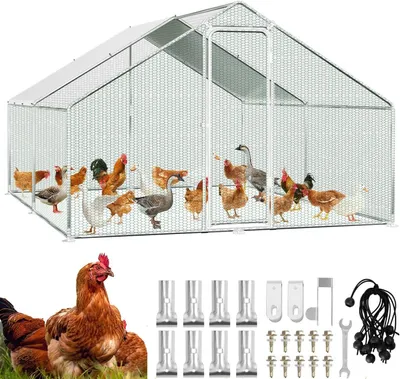 Productafbeelding van Buitenren Kip - Kippenren - Hennenren - Konijnenren - Dierenren - 3x3x2 Meter - Verzinkt Stalen Frame
