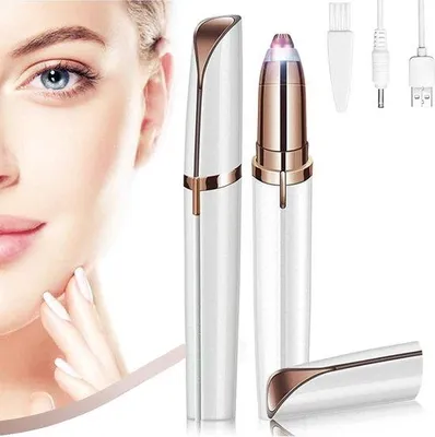 Produktbild von Elektrischer Augenbrauen-Trimmer, Mini-Trimmer für Damen, mit Reinigungsbürste, zur Haarentfernung, inklusive Lidschattenpinsel