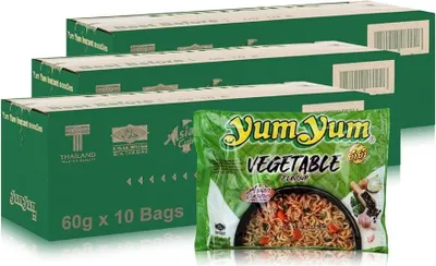 Produktbild von Yum Yum Vegetable Instant Noodles – 30 x 60 g | Thailändische Gemüse-Nudelsuppe | | Halal | 3-Minuten-Instantnudeln+Heartforcards Versandschutz