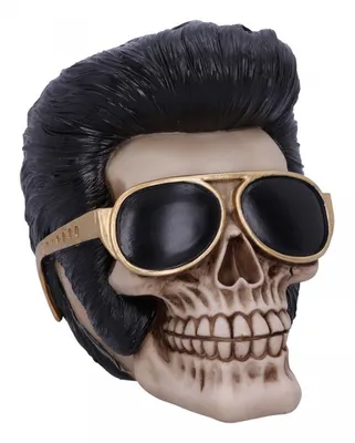 Produktbild von King of Rock 'n' Roll Totenkopf 17cm als Rockabilly Deko Accessoire