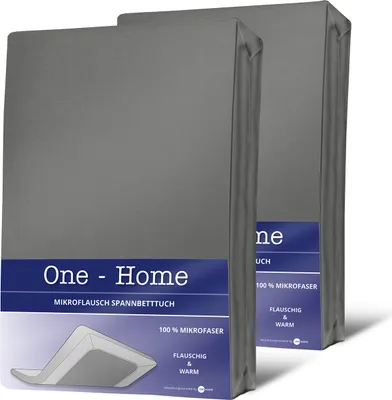 Two folded grey bed sheets in packaging.