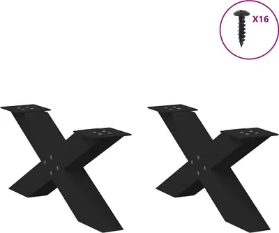 Produktbild von vidaXL Couchtischbeine X-Form 2 Stk. Schwarz 70x(30-31) cm Stahl