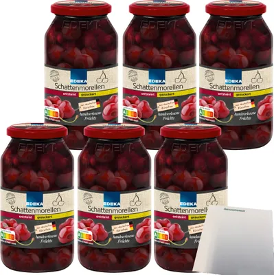 Produktbild von Edeka Schattenmorellen entsteint gezuckert 6er Pack (6x680g Glas) + usy Block