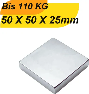 Produktbild von Neodym Magnet 50mm x 50mm x 25mm Supermagnete hohe Haftkraft Quadermagnete-1 Stück