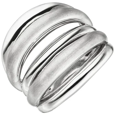 Produktbild von Breiter Ring 5-reihig aus 925 Silber matt-glänzend rhodiniert B: 20,9mm Damen Innenumfang 54mm Ø17.2mm