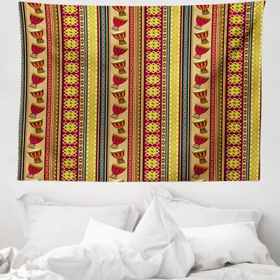 Produktbild von ABAKUHAUS afrikanisch Wandteppich, Abstrakt aus Weiches Mikrofaser Stoff Waschbar ohne Verblassen Digitaldruck, 150 x 110 cm, Mehrfarbig