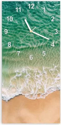 Produktbild von Wanduhr aus Glas mit Motiv Meereswellen- 30 x 60 cm - inkl. Aufhängesystem