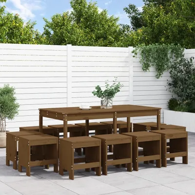 Produktbild von Cloris Designermöbel 13-tlg. Garten-Essgruppe Honigbraun Massivholz Kiefer 2024 Neu