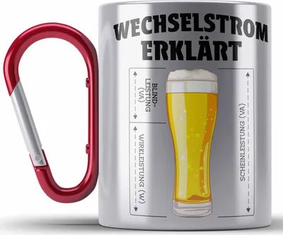 Produktbild von Trendation - Elektriker Geschenke für Männer Edelstahl Tasse Karabiner Geschenk Elektriker Elektroniker Geschenkidee Sprüche (Rot)
