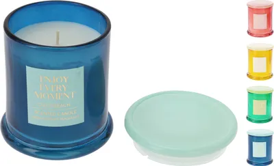 Image de Bougie parfumée en verre avec couvercle 9x10 cm Bougie en paraffine