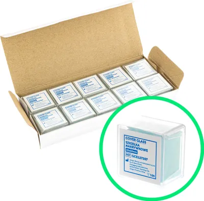 Obrázek produktu pro Krycí sklíčka pro mikroskopy 22 x 22 mm, sada 10 x 100 kusů.