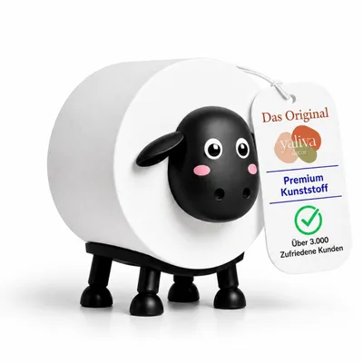 Produktbild von WC Rollenhalter Schaf – Lustiger Toilettenpapierhalter als Deko für Badezimmer | Kreatives Rollenregal in Tierform für 1 Rolle – Schaf Deko schwarz