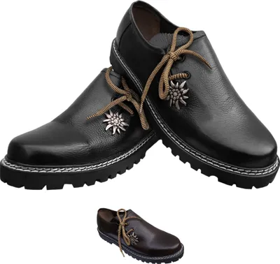 Produktbild von Trachtenschuhe Edelweiß Haferlschuhe Glattleder , Schuhgröße:41, Farbe:Schwarz