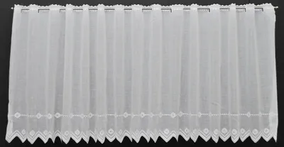 Produktbild von Gardinen Kranzusch Scheibengardine Blumenstickerei  47x231 cm H/B Weiß Bistrogardine Vorhang Küche 1er Pack