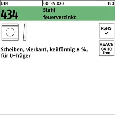 Produktbild von Reyher  434 Keil-U-Scheiben 14 mm üH/feuerverzinkt (100 Stück)