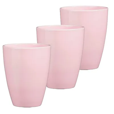 Produktbild von 3 x Orchideentopf aus Keramik Ø 13,5 cm x 17 cm hoch – Rosa-Glanz – mit Erhöhung für optimale Belüftung – dekorativer Übertopf für Orchideen