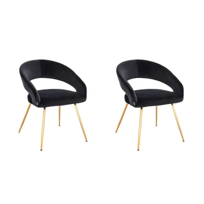 Produktbild von HOME DELUXE - Polsterstuhl LYRIC - 2 Stück, Farbe: Samt Schwarz - weiche Polsterung, bis 120 kg belastbar I Küchenstuhl Speisestühle Esszimmerstühle
