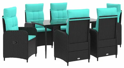 Image de Ensemble de 7 tables basses en rotin synthétique et acier thermolaqué