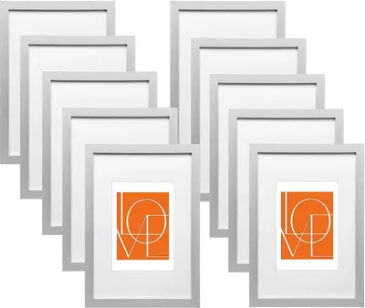 Produktbild von WOLTU 10er Set Holzfotorahmen Bilderrahmen Fotogalerie aus MDF, Silber, A4