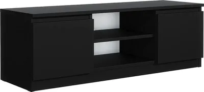 Produktbild von meble masztalerz TV Schrank Schwarz Matt 2 Ablagen 2 Türen 120 cm - Lowboard für Wohnzimmer