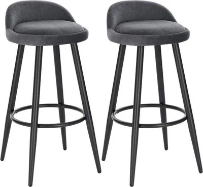 Zdjęcie produktu dla Zestaw 2 ergonomicznych stołków barowych, kolor szary, wysokość oparcia 69 cm