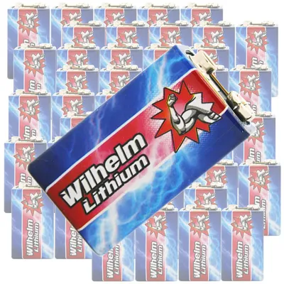 Produktbild von 100 x Wilhelm Lithium 9V Block Batterie Rauchmelder 6LR61 9 Volt Batterien