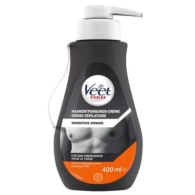 Produktbild von Veet Men Haarentfernungs-Creme Sensible Haut, Creme zur Haarentfernung, 400 ml, Rücken, Empflindliche Haut, Glättend, Männer