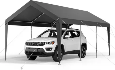 Obrázok produktu pre Garážový stan, garážový stan, prístrešok na auto s PE plachtou - rozmery 3,05x6,09x2,87 m