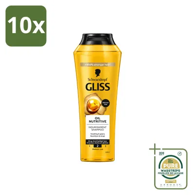 Productafbeelding van 10 x Schwarzkopf Gliss Oil Nutritieve Shampoo voor droog haar - 250 ml - Voordeelverpakking - 10 stuks