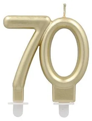 Produktbild von Jubiläumskerzen mit Halter 7 cm gold "70"