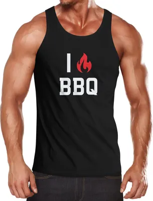Produktbild von Herren Tanktop I love BBQ Barbeque Grillen Moonworks® schwarz XXL