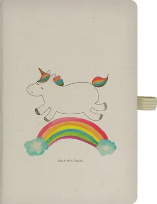 Produktbild von Mr. & Mrs. Panda notizbuch Einhorn Regenbogen - Transparent - Geschenk, Tagebuch A5, Skizzenbuch, Erwachsenwerden, Einhornpower, Glitzer, Unicorn, Journal, Adressbuch