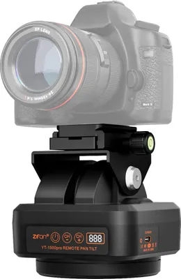 Produktbild von ZIFON YT1500pro Fernbedienung, Schwenk-/Neigekopf, motorisiertes, um 360° drehbares Panorama-Stativ, 40 m Reichweite, 2,2 kg Belastung, mit Telefonclip für Kamera, Video, Live-Streaming, Vlog