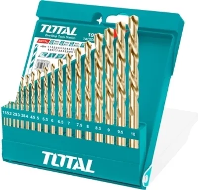Produktbild von Metallbohrer Total TACSD0195 Metallbohrer, Satz mit 19 Stück, HSS, 1-10 mm